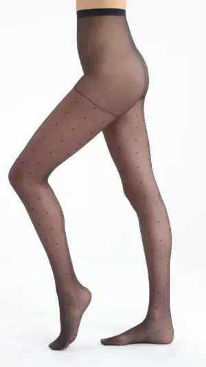 Collant effet plumetis noir 15D Madame so Chic